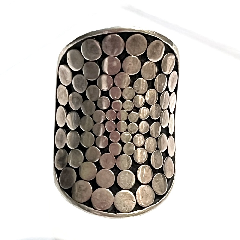 🗝 Sculpted Modern Dot Pattern 925 Sterling Silver ring